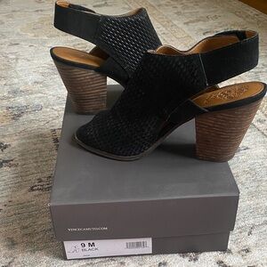Vince Camuto Black Textured Mules